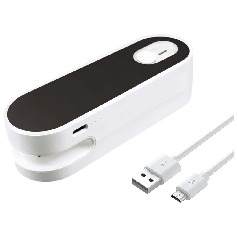 เครื่องปิดผนึกถุงพลาสติกขนาดเล็กเครื่องปิดผนึกสุญญากาศแบบมือถือ2In1-Rechargeable สำหรับเก็บอาหารชิปคุกกี้สด