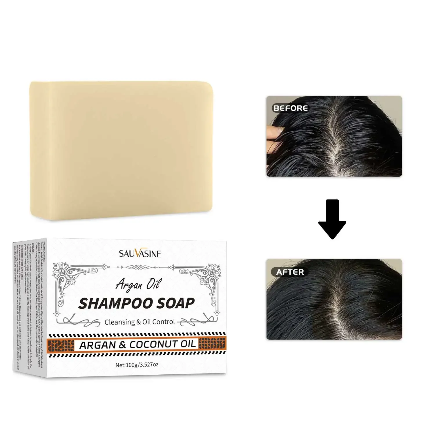 

Argan Oil Shampoo Bar Strengthen Hair Gentle Cleansing Smooths Frizz Shampoo Bar Refreshing Oil Control Hair Treatment Products