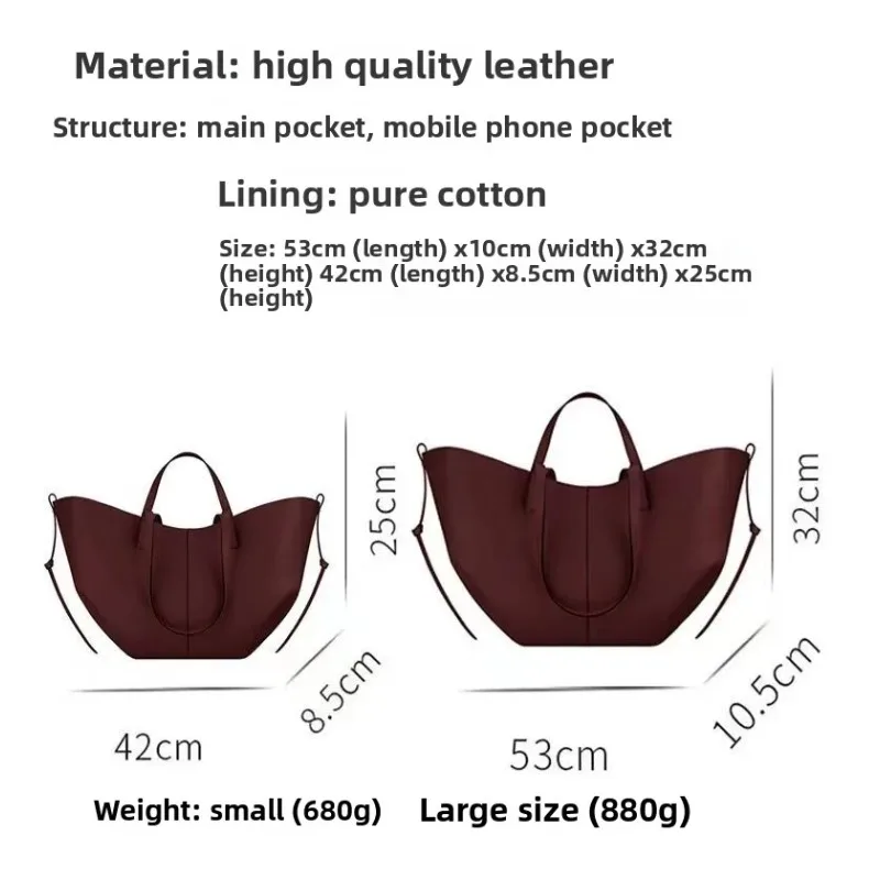 Borsa ad ala francese alla moda, borsa tote in vera pelle, borsa a tracolla sotto le ascelle di grande capacità, di nicchia, regalo