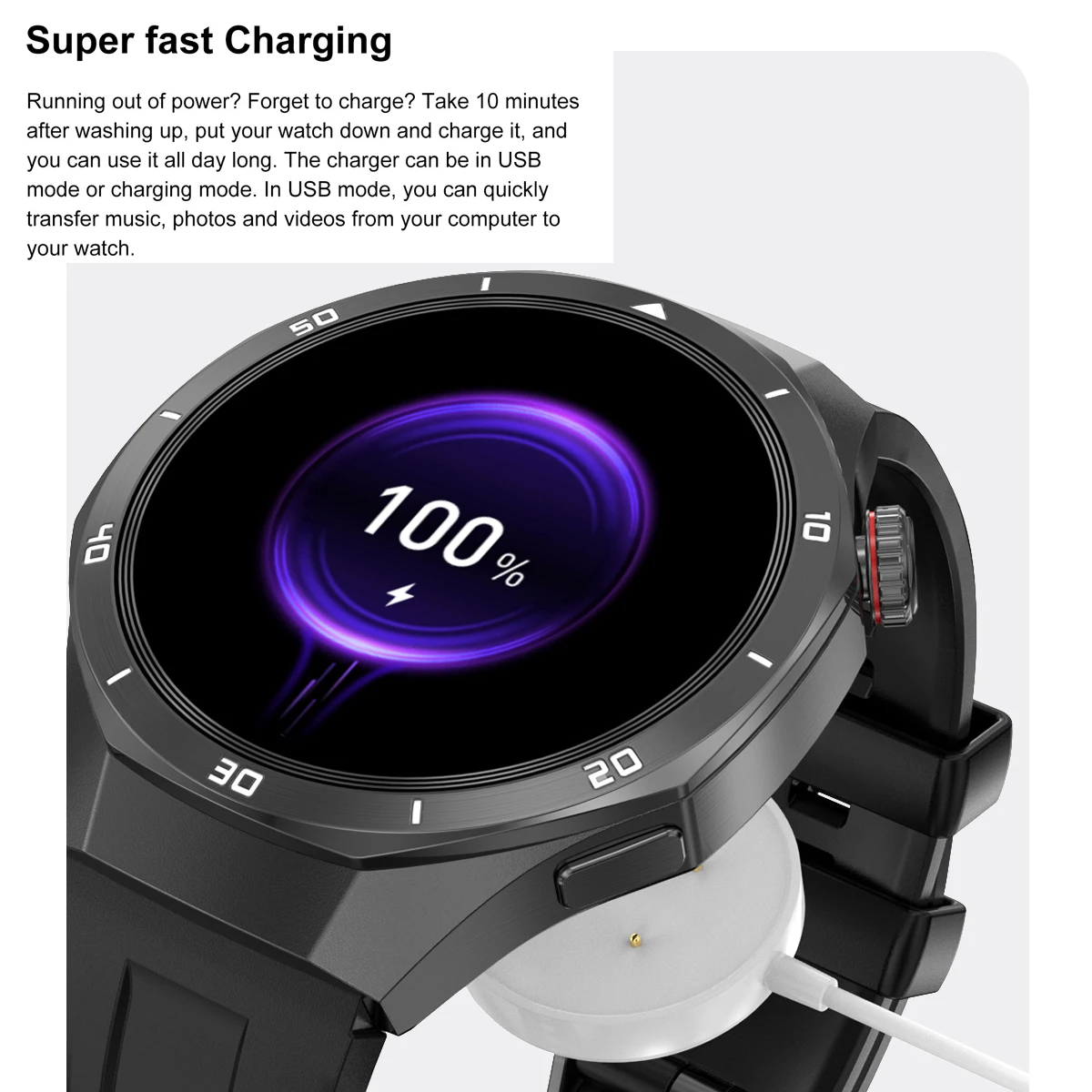 4GB Memory Local Music Playback Smart Watches Blue Tooth Call Sports Fitness NFC Heart Rate Men Women Sound Recording Smartwatch