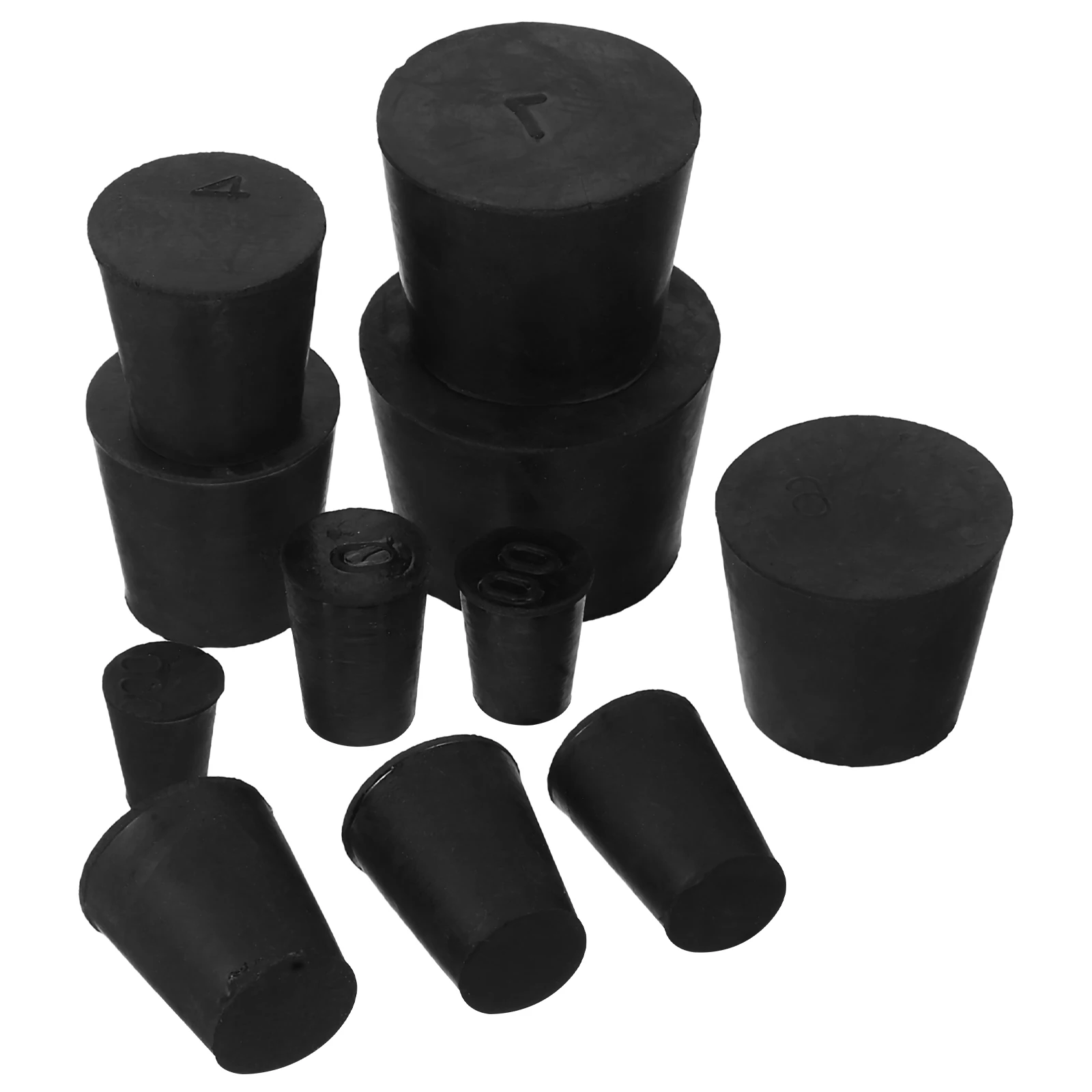 

11pcs Black Rubber Stopper Lab Sealing Plugs Solid Bung 000#-8# For Containers Leakproof Easy Use High Performance