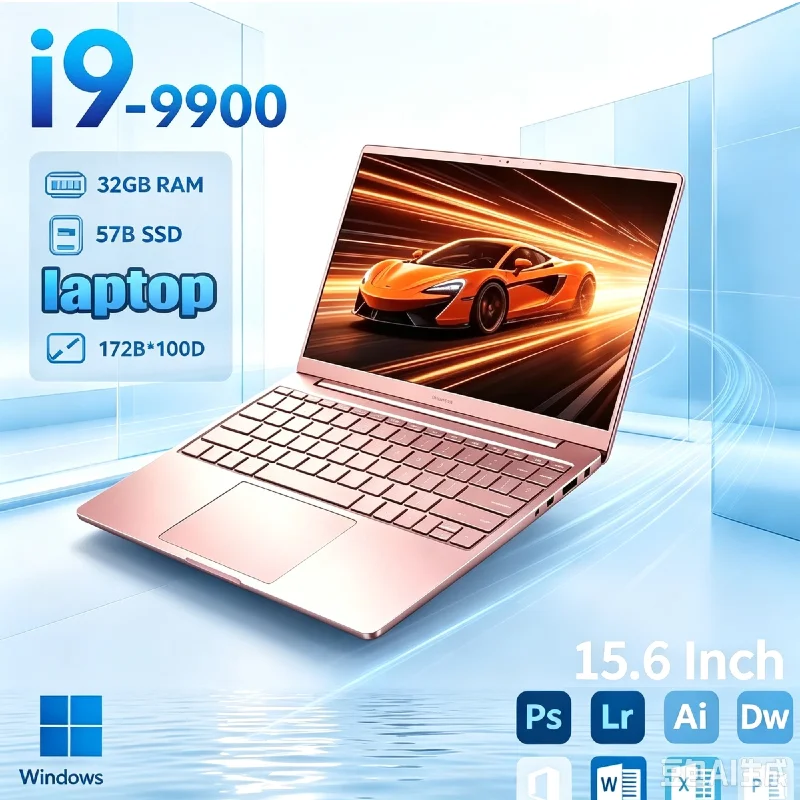 15.6 Inch Light Slim Daily Office Notebook PC Intel I9-9900 Chip FHD Screen 16/32GB RAM 1/2TB SSD Multi-storage Portable Laptop