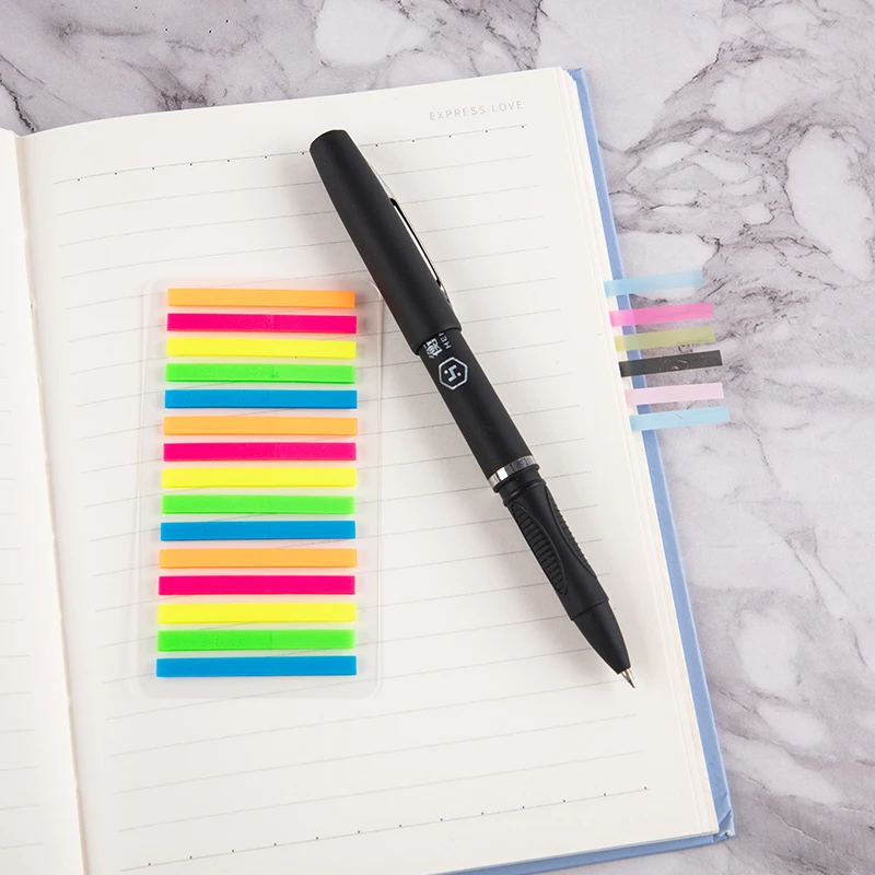 300Pcs Semi-transparent Stickers Color Fluorescent Sticky Note Index Strip Writable Flag Tabs Bookmark Reading Aids