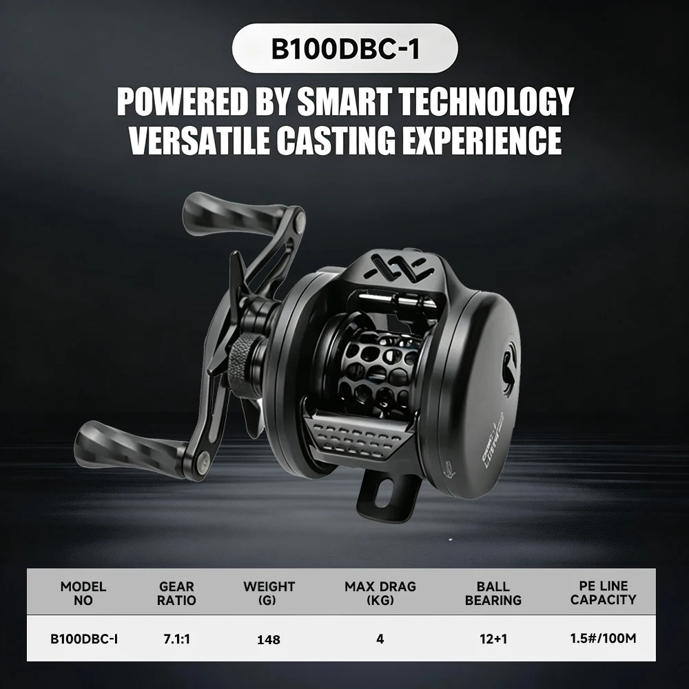 Loongze Airlite B100/B101DBC-I Series BFS Baitcasting Reel All-Metal Electromagnetic Brake System for Bait Finesse Fishing view 3