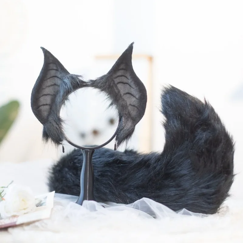 1SET/ Handmade Plush Bat Ears Headband Realistic Cosplay Headwear for Men Women Halloween Party Christmas Cute Furry Accessories