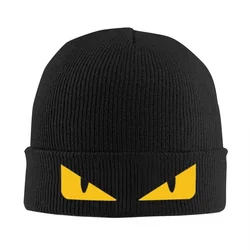 Evil Yellow Eyes Bonnet Hats Knit Hat Men Women Y2K Cool Warm Soft Beanie Hats Winter Kpop Graphic Cap