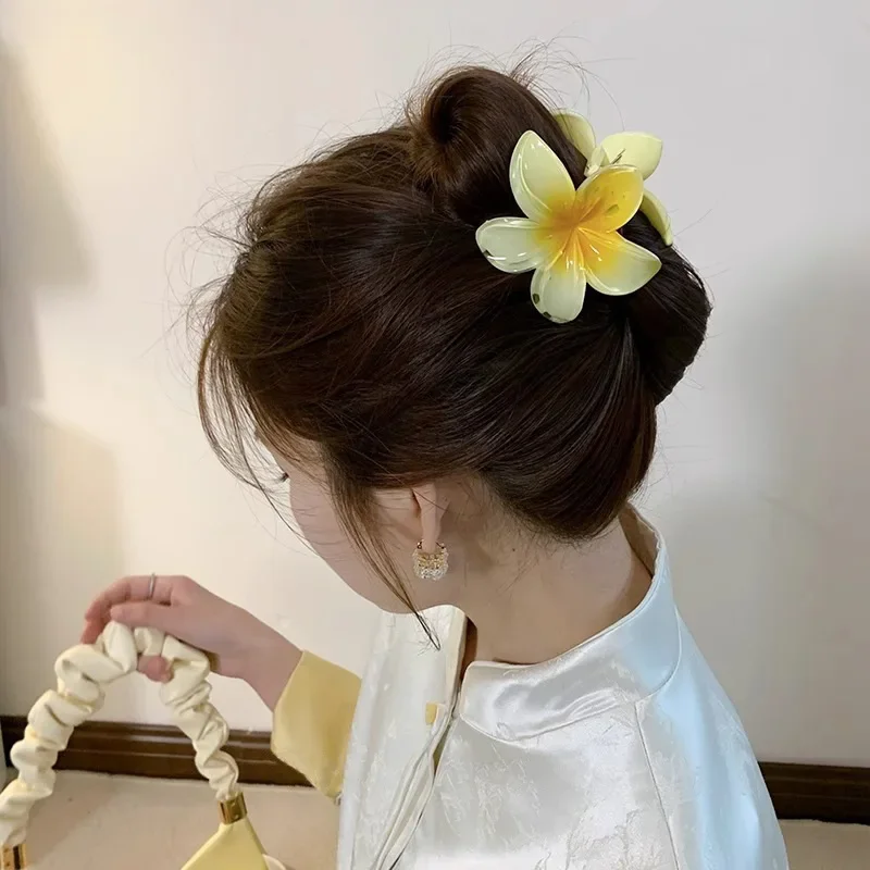 2025 neue hawaiianische Farbverlaufs-Haarspangen für Damen, Blumen-Haarklammern, Hai-Haarnadeln, Urlaub, Strand-Stil, Haarnadeln, Haar-Accessoires – Detail 7