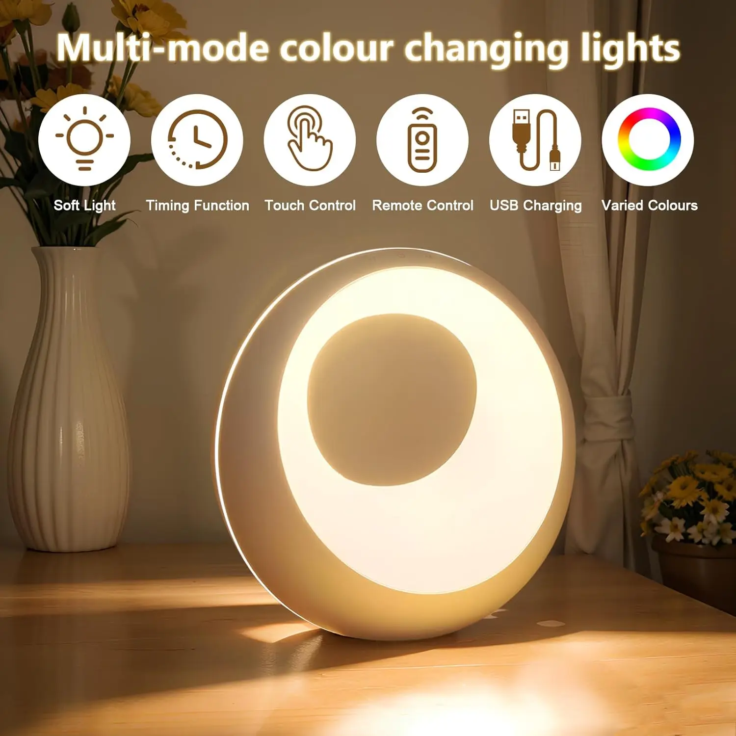 rgbカラーledアンビエントライト、リモートタッチコントロール付き、時間設定可能な誘導ライト、寝室とリビングルームの装飾照明