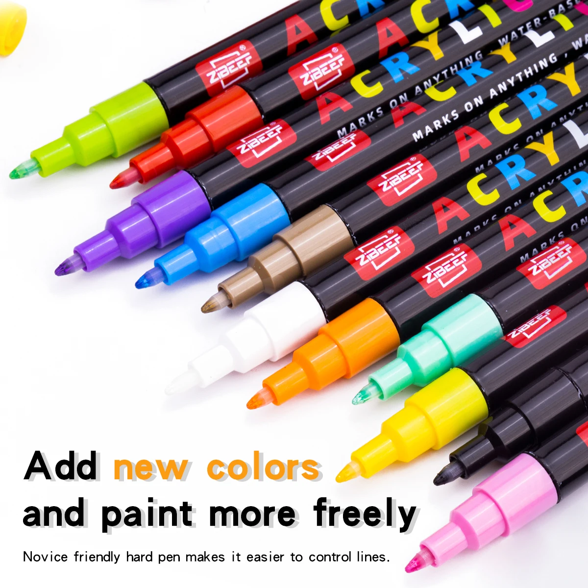 36‑168 Colors Permanent Acrylic Paint Marker Set, Quick‑Drying Fine Tip Markers for Drawing Coloring DIY Art Stationery Supplies