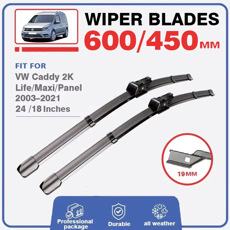 Front Rear Wiper Blades For Volkswagen VW Caddy 2K 2003 – 2021 Life Maxi Panel Windows Cutter Windscreen Windshield Brushes 2013