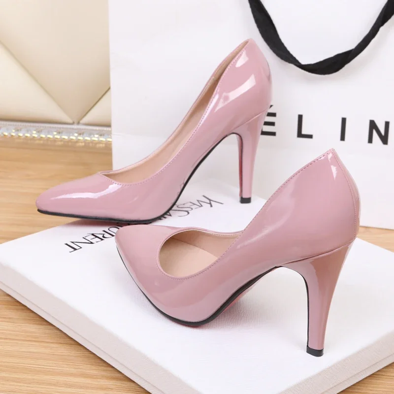 Sexy Patent Leather High Heels 10 Cm Thin Heels White Dress Party Pumps 2024 Autumn New Fashion Single Shoe Elegant Womens Shoes