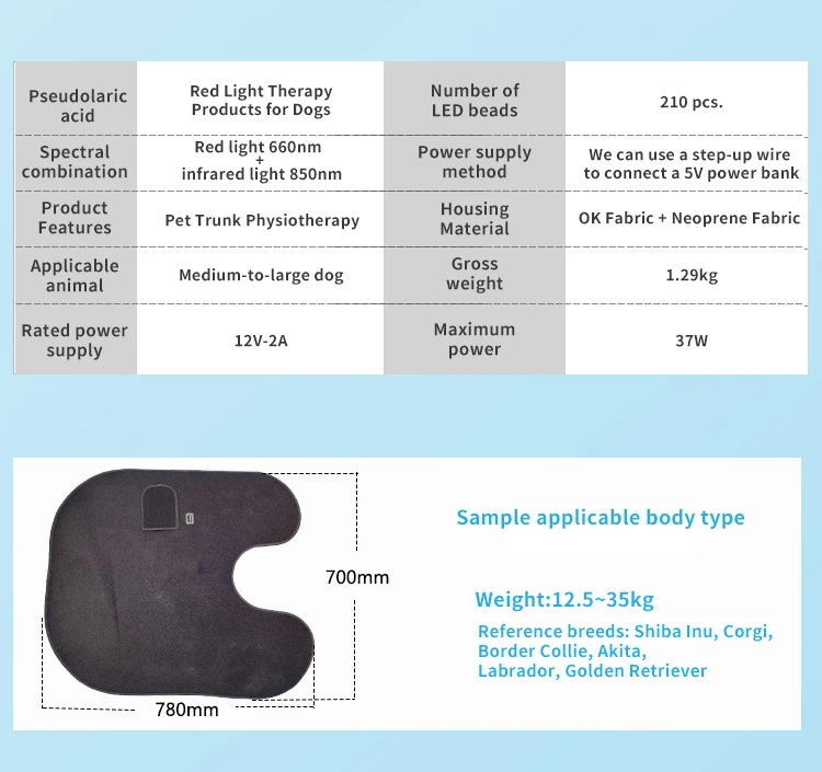 In Stock Wholesale Home Use Pet Dog Care Infrared Red Light Therapy Belt Red Led Light Therapy Wrap for Dogs