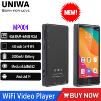 UNIWA MP004 MP4 Player Android 14 with Bluetooth and WiFi 4 ” 4+64GB 2000mAh MP3 MP4 Players Whatsapp YouTube Unable To Use Sim