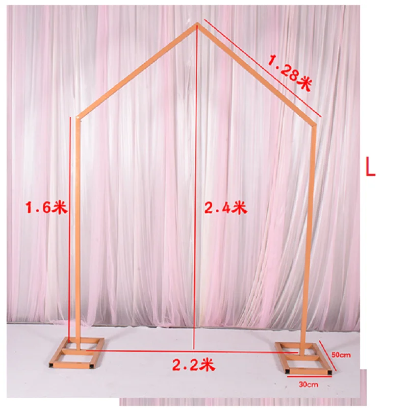 

New wedding props wrought iron geometric arch shelf outdoor wedding stage background layout decorative flower door