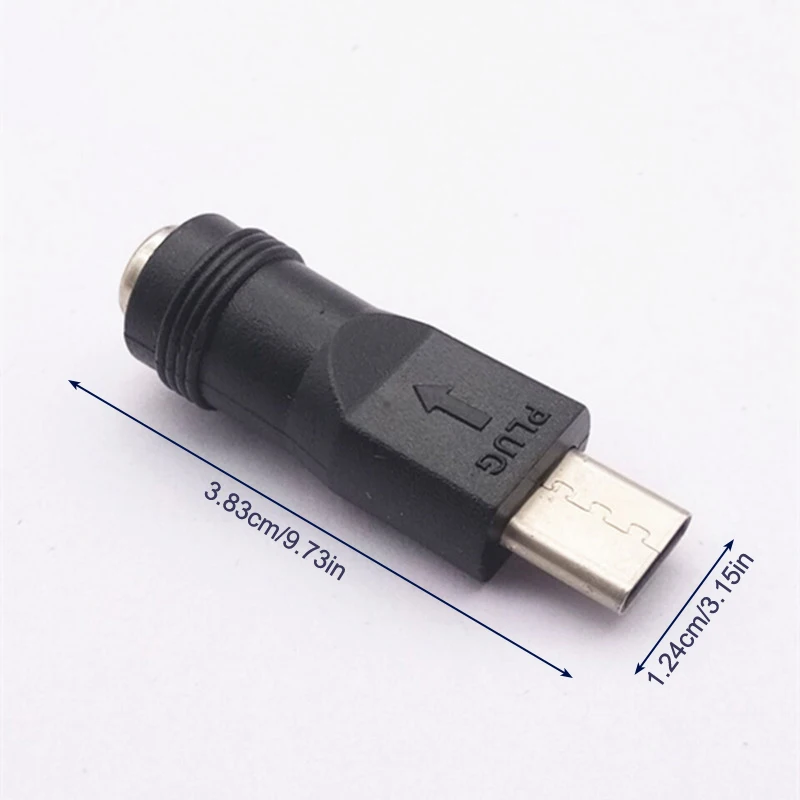 1PC Adaptador de Alimentação DC Conversor 5.5x2.1mm Jack Fêmea para USB Tipo C Conector Macho
