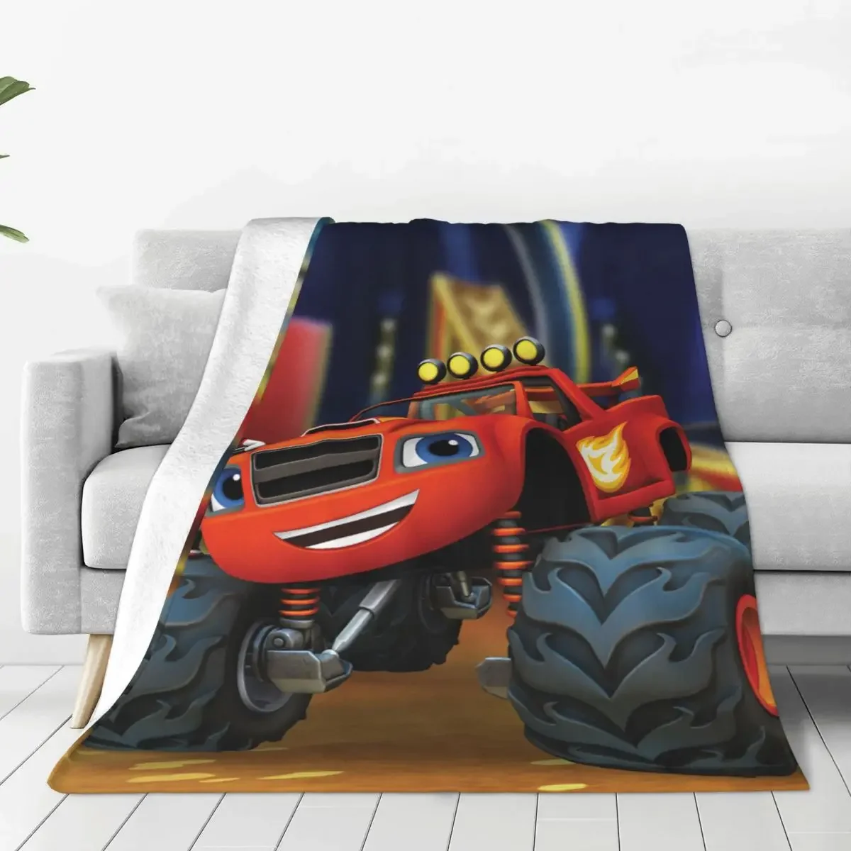 

Blaze And The Monster Machines Coral Fleece Plush Throw Blanket Anime Cartoon Blanket for Home Bedroom Super Warm Bedding Throws