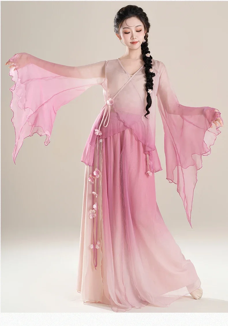 

Adult new classical dance practice suit, ethereal and flowing gauze dress, Chinese dance art examination performance suit set