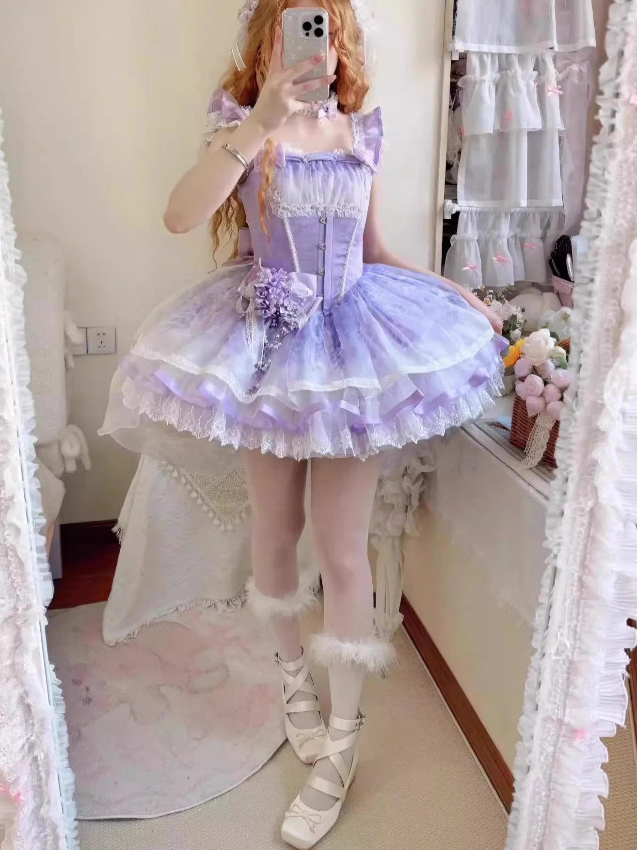2025 nova cerimônia anfitrião elegante vestido de princesa lolita roxo cinta estudante dia vestido feminino crescido festa arte exame vestido