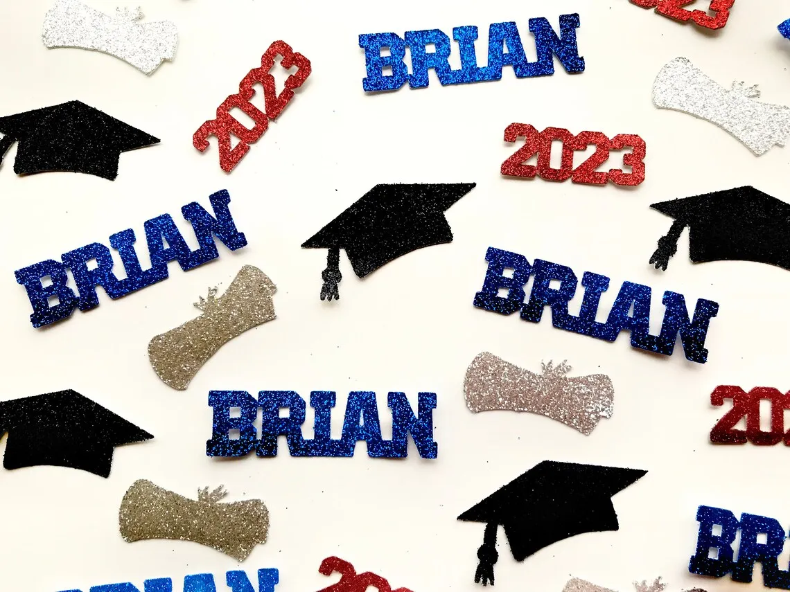 2024 Custom Face Graduation Confetti Personalized Name Diploma Caps Table Scatter Decoration