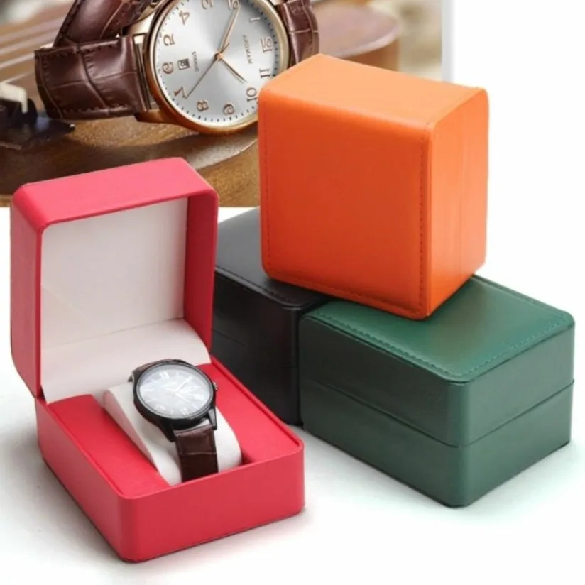 Single Watch Storage Box with Pillow PU Leather Display Case Wristwatch Watch Holder Travel Jewelry Organizer for Men Gift