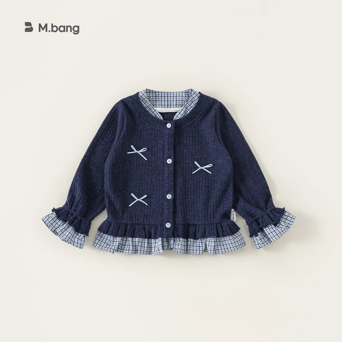 Children's Clothing, Girls' Top, Bow, Sweet Children's Long Sleeved Top, Spring Plaid Contrasting Color Children's Jacket