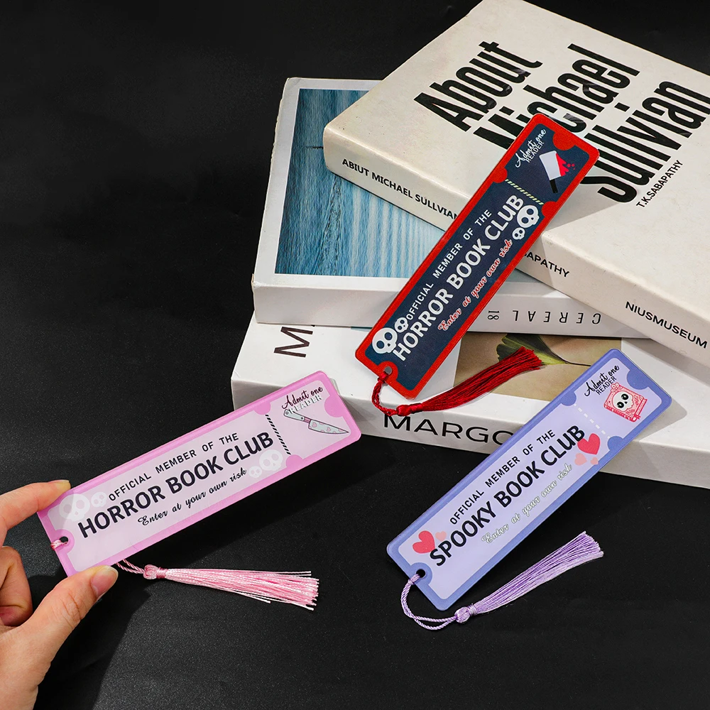 Spooky Book Club Acryl Lesezeichen Horror Book Club Fiction Fan Buch Zubehör Student Studie Briefpapier Halloween Geschenke