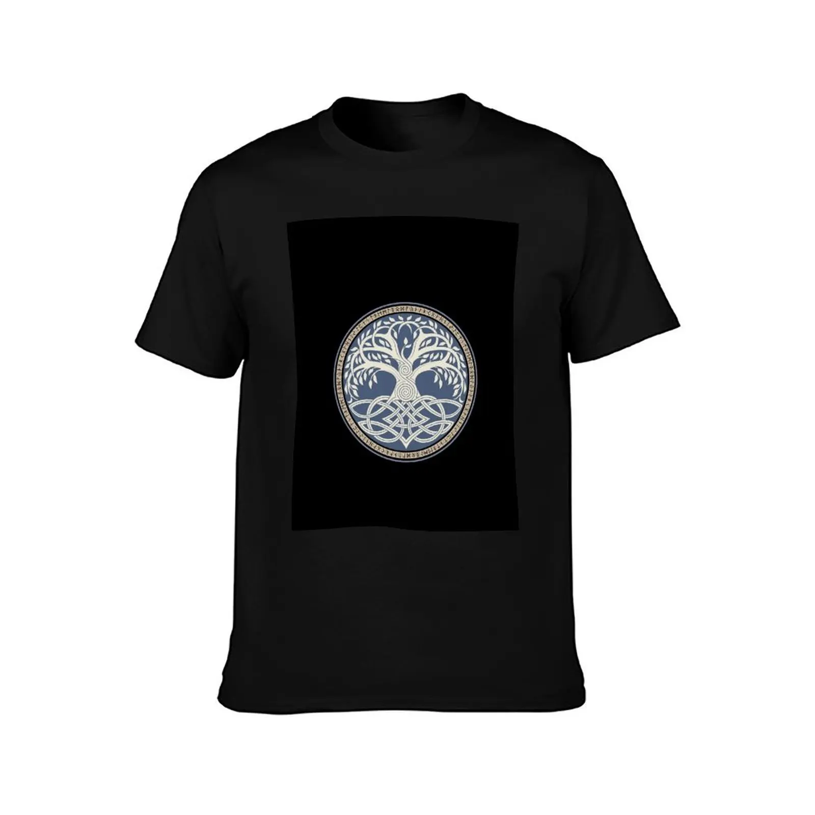 Yggdrasil Tree of LIfe Norse Viking Pagan Mythology Futhark Runes Knotwork T-Shirt Sports Casual Short Sleeve Cotton Tee T-Shirt