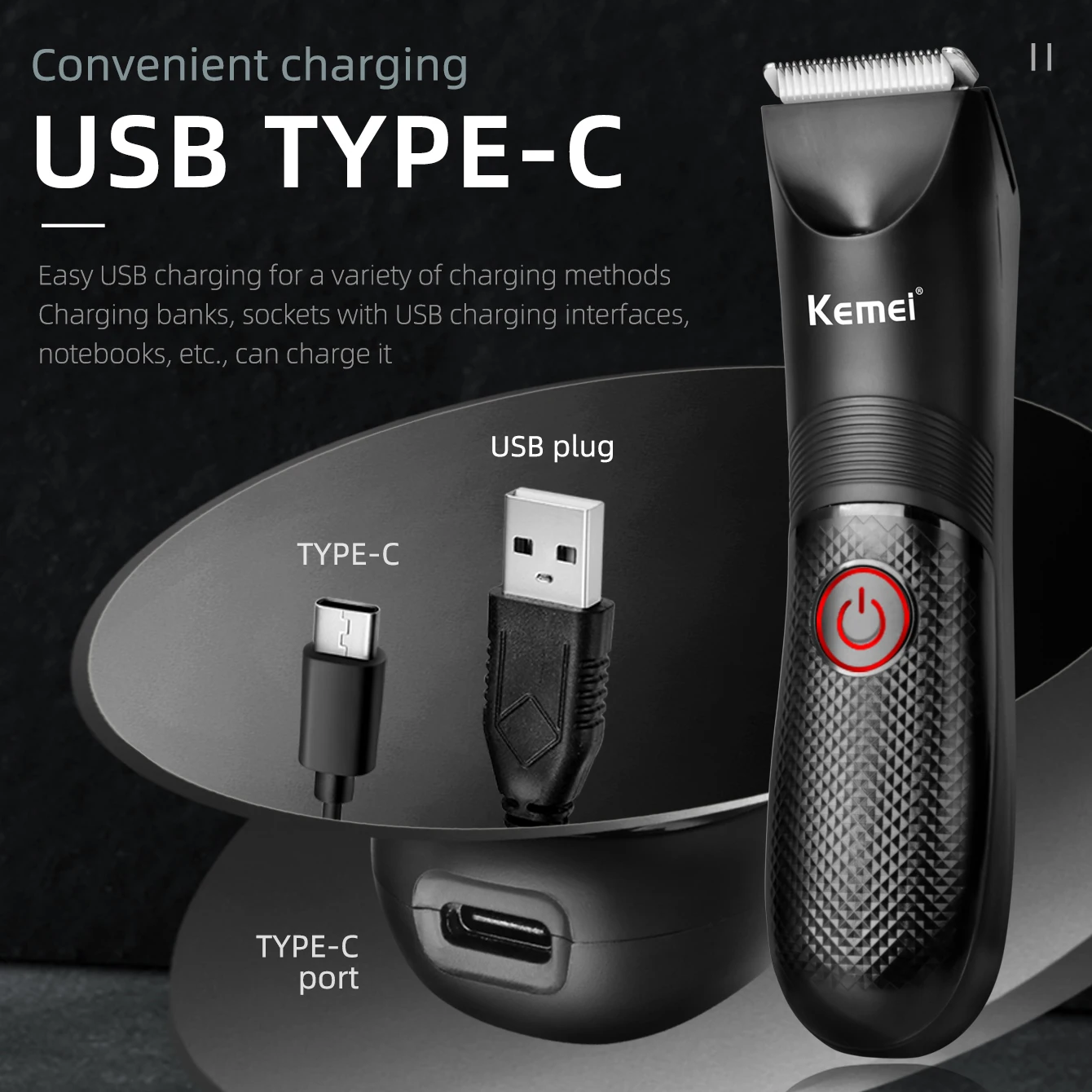 Kemei Groin Area Hair Trimmer Body Hair Hygiene Razor Ceramic Blade Waterproof Wet Dry Clippers Electric Shaving Machine KM-1838 image 6