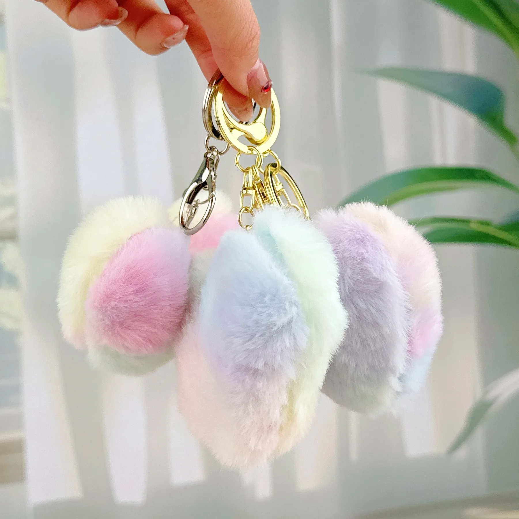 6CM Colorful Creative Cute Plush Keychain Peach Heart Handmade DIY Toy Doll New Hot Selling Dreamy Love Doll Keychains Gifts