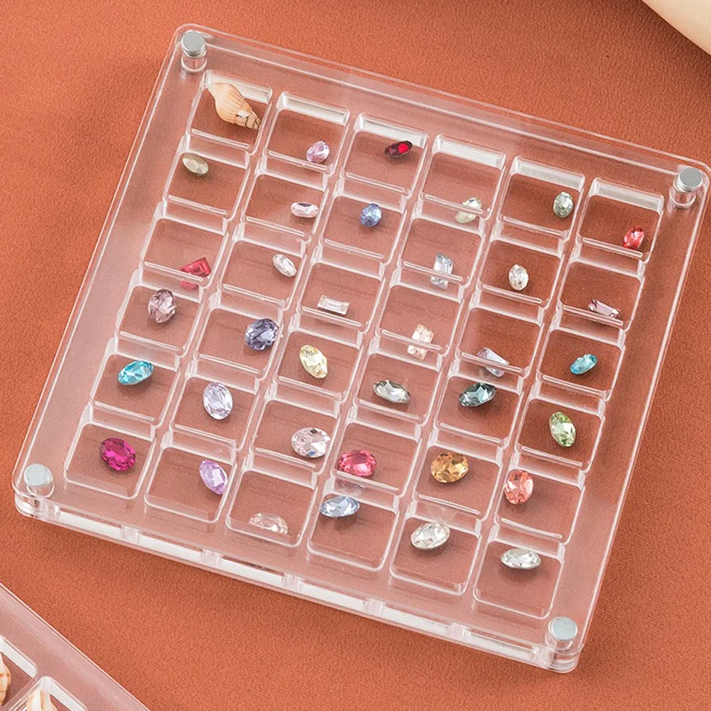 Multi-Compartment Storage Box, Nail Art, Small Diamonds, shells, Jewelry, Rings, Earrings, Set, 36 or 64 Compartment