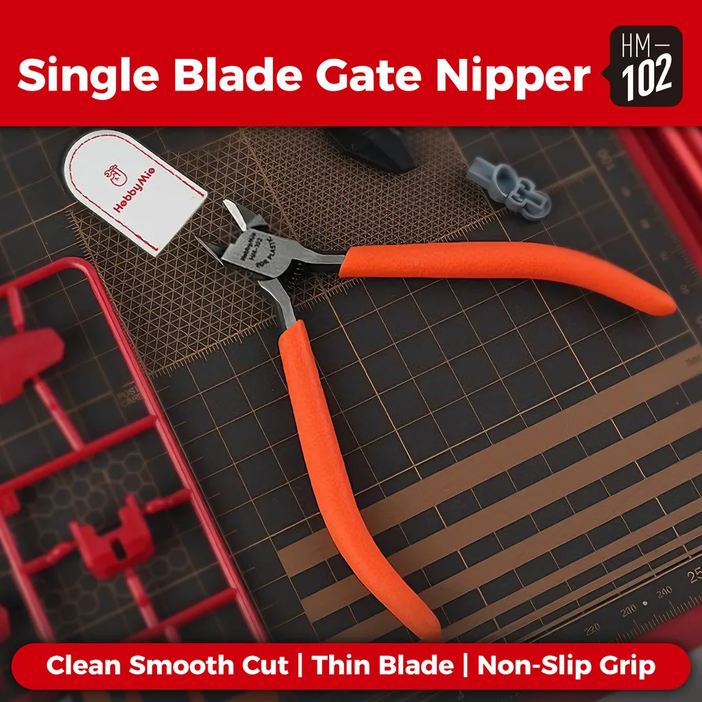 HobbyMio HM-102 Gate Nipper Single Blade Thin Sharp Edge Steel Smooth Cut No Whitening Plastic Model Craft Tool