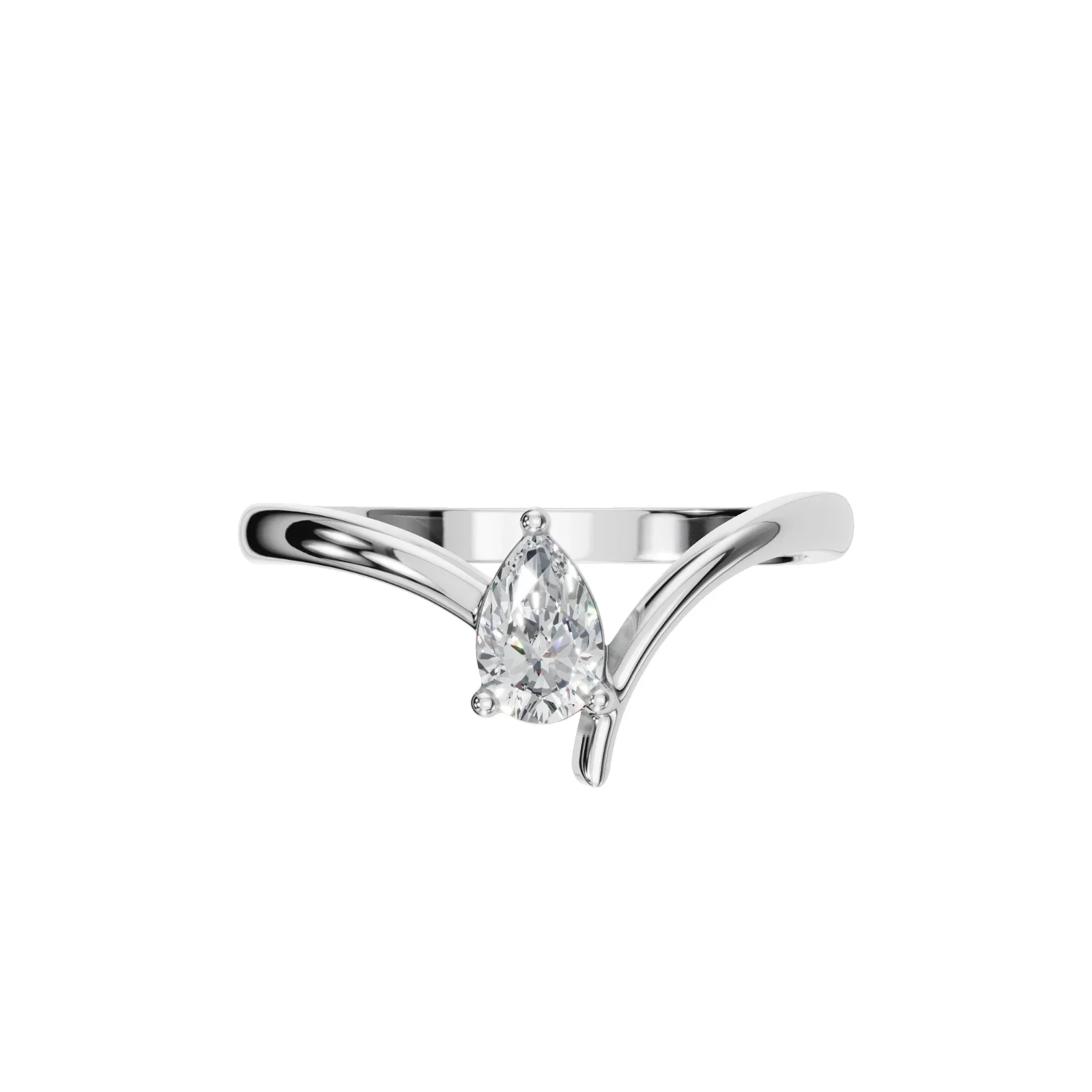 Premium 0.3CT Pear‑Shaped HPHT Lab‑Grown Diamond Open Bypass Ring Modern V‑Split Shank Promise Ring Elegant Bridal Jewelry