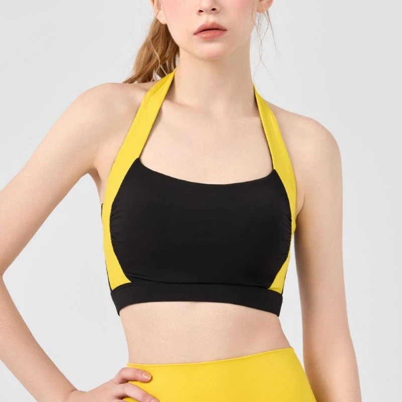 MIML Women Tops High-Elastic Breathable Yoga Vest Top Outdoor Wear with Chest Pad Sports Bra for Pilates Fitness Tank Top