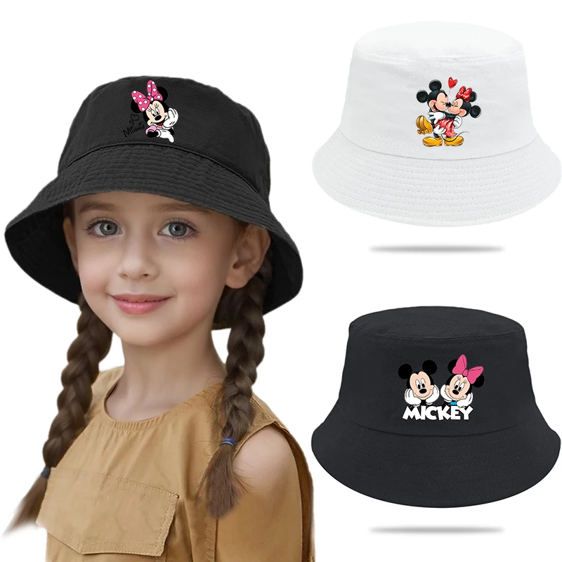 

Anime Mickey Minnie Mouse Printed Fisherman Hat Cute Cartoon Mickey Basin Hat Autumn Summer Beach Sun Shade Girl Gift Hat