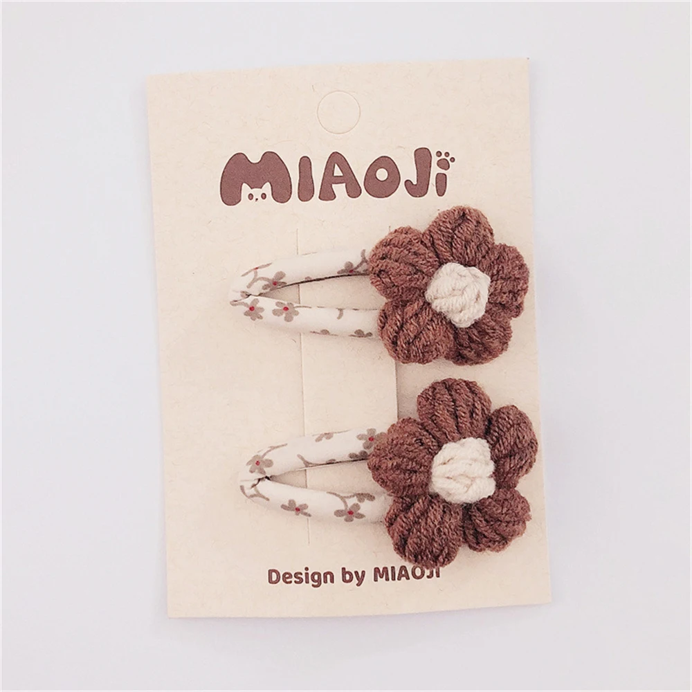 2Pcs/Set Handmade Flower Hair Pins Korean Children Vintage Floral Bb Hair Clips for Girls Fashion Barrette Kids Hair Accessories