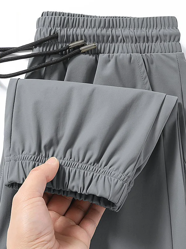 

Ice Silk Casual Pants Men's Summer Thin Qui Dry Sport Long Pants Loose Comfortable Polyester Fiber Straight Leg Leisure Tro...
