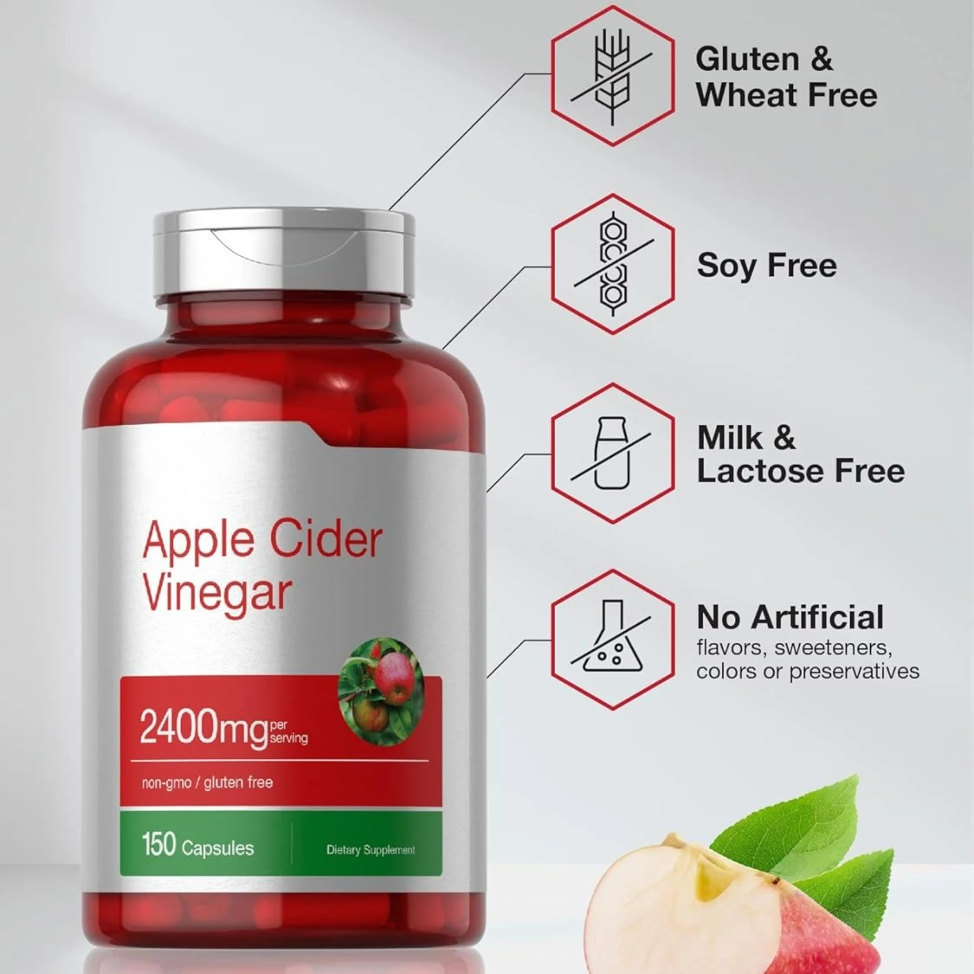 JP Apple Cider Vinegar Capsules | 2400mg | 150 Count | Non-GMO, Gluten Free Supplement