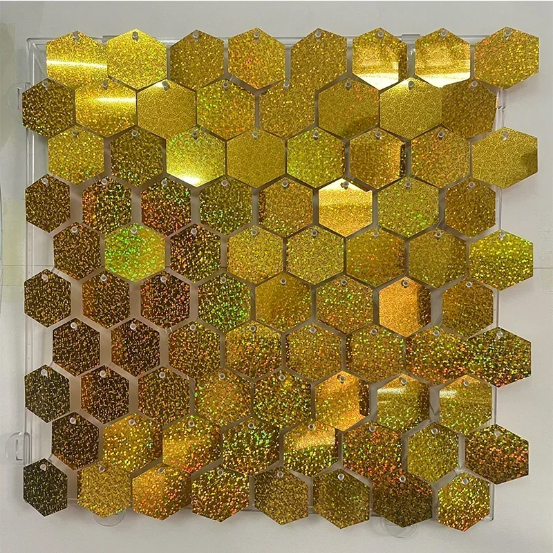 12/16/18 Stück sechseckige Pailletten-Hintergrundplatten für Hochzeit, Geburtstag, Party, Hintergrund, Wanddekoration, schimmernder Hintergrund, Vorhang, 30 x 30 cm – Detail 20