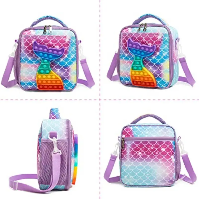 Kids Cooler Bag for Girls Popit Poppers Insulated Kids Lunch Bag Thermal Bag with Strap Kids Lunch Bag for School