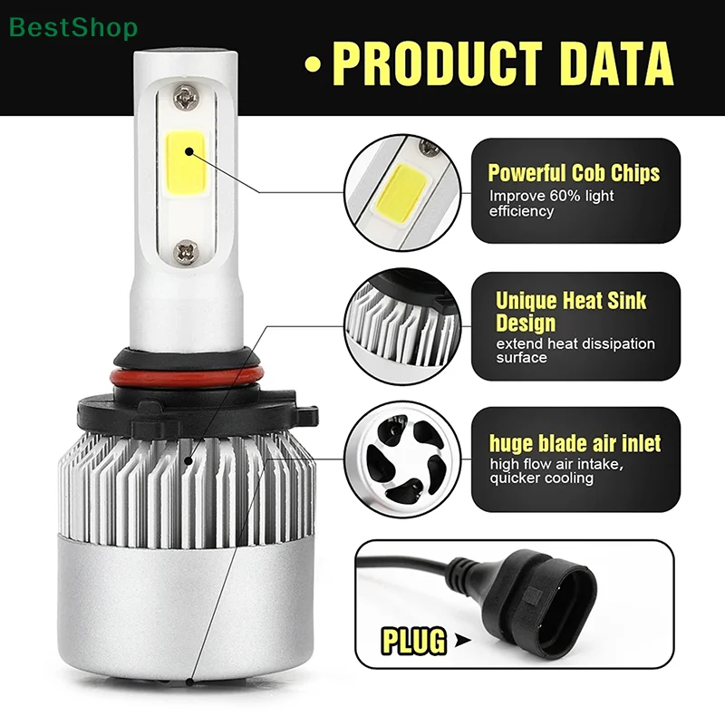 1Pc Car Bright H4 H7 H1 H3 LED Front Fogs Lights Lamps Beads 8000Lm COB Chips With Cooling Fan Longer Lifespan