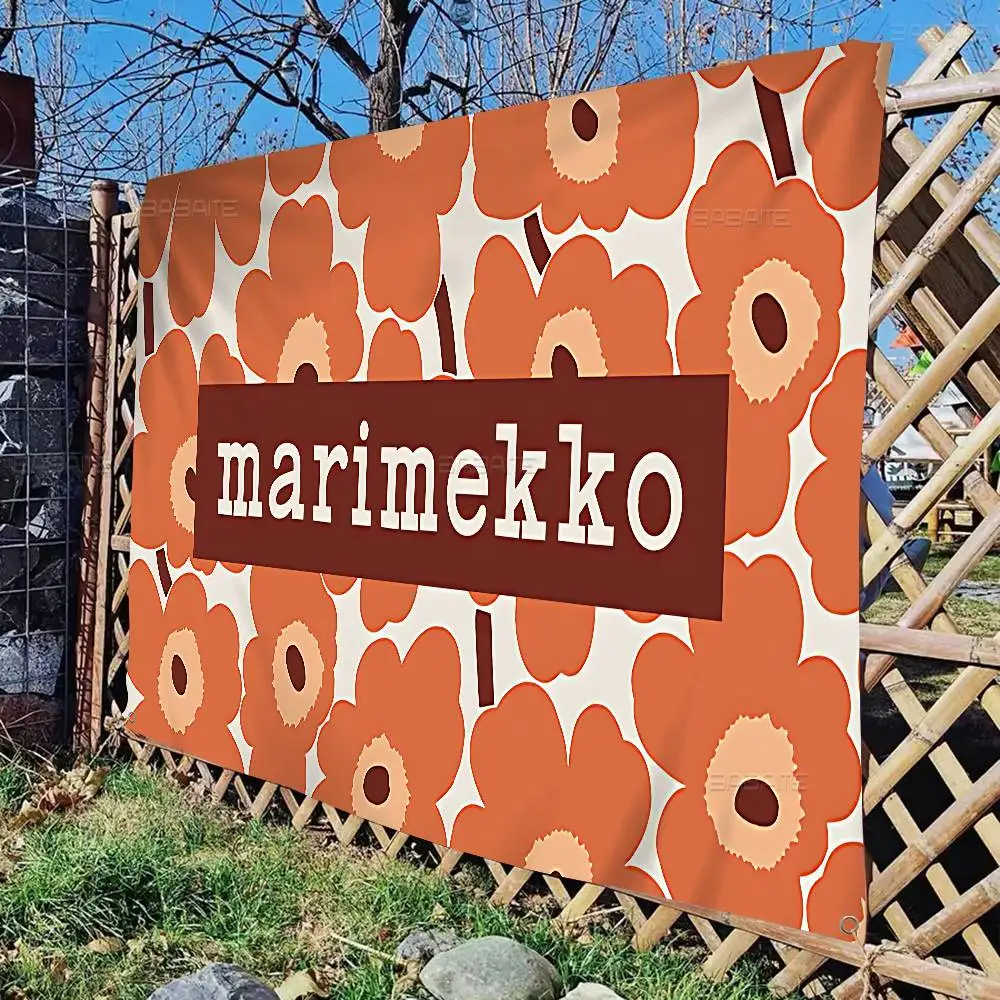 Banderas Marimekko-U-Unikko con Diseño de Flores para Reuniones Familiares, Ambiente al Aire Libre, Decoración de Campamentos