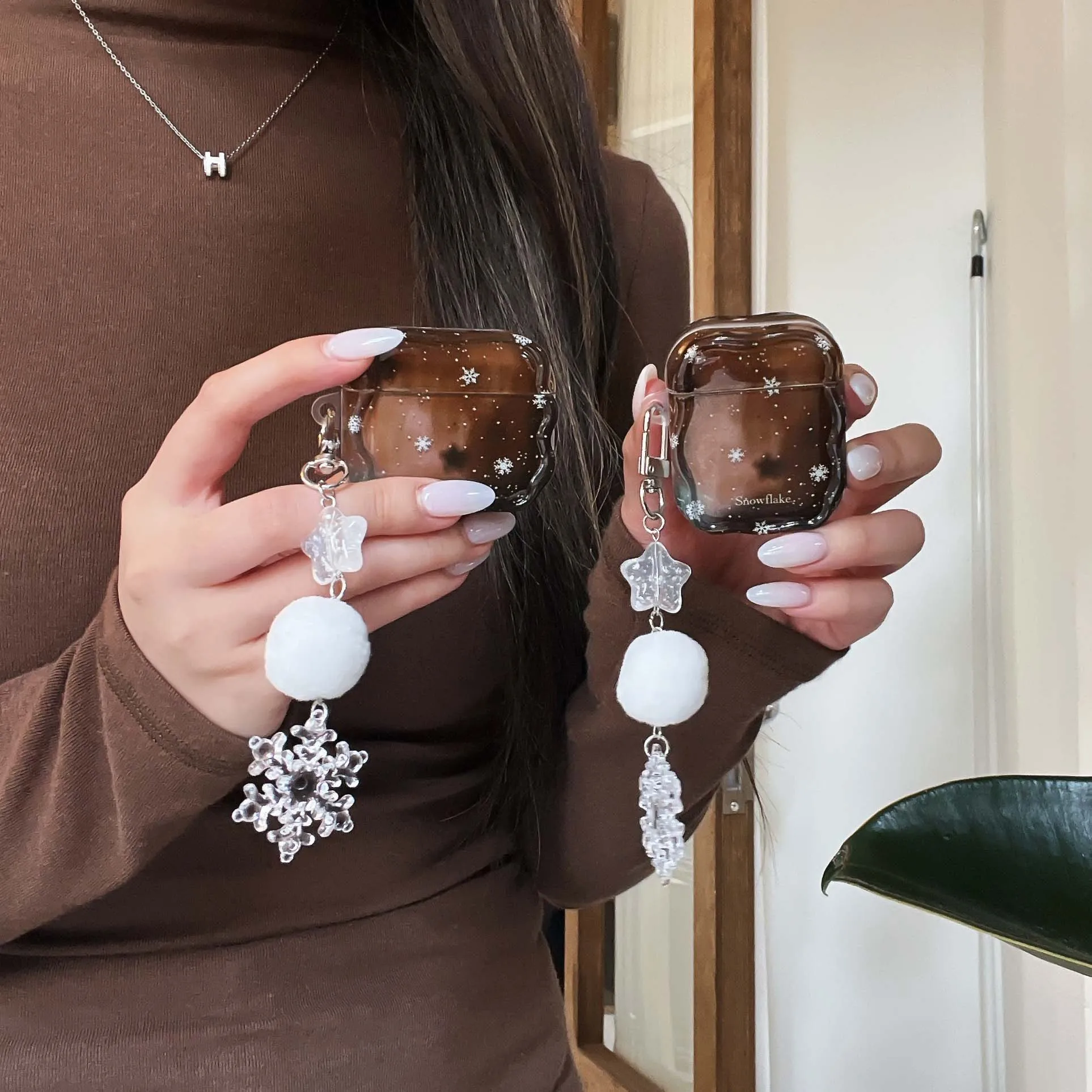 Buon Natale felice fiocco di neve imd custodia lucida per auricolari scatola di ricarica bluetooth wireless per apple airpods 3 pro 2nd 2 1 4 cover