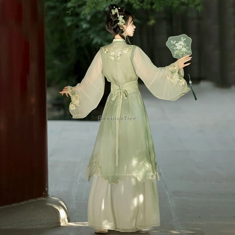 

2025 daily wear spring chinese improved ming dynasty style long stand collar robe long skirt hanfu set loose elegant women hanfu