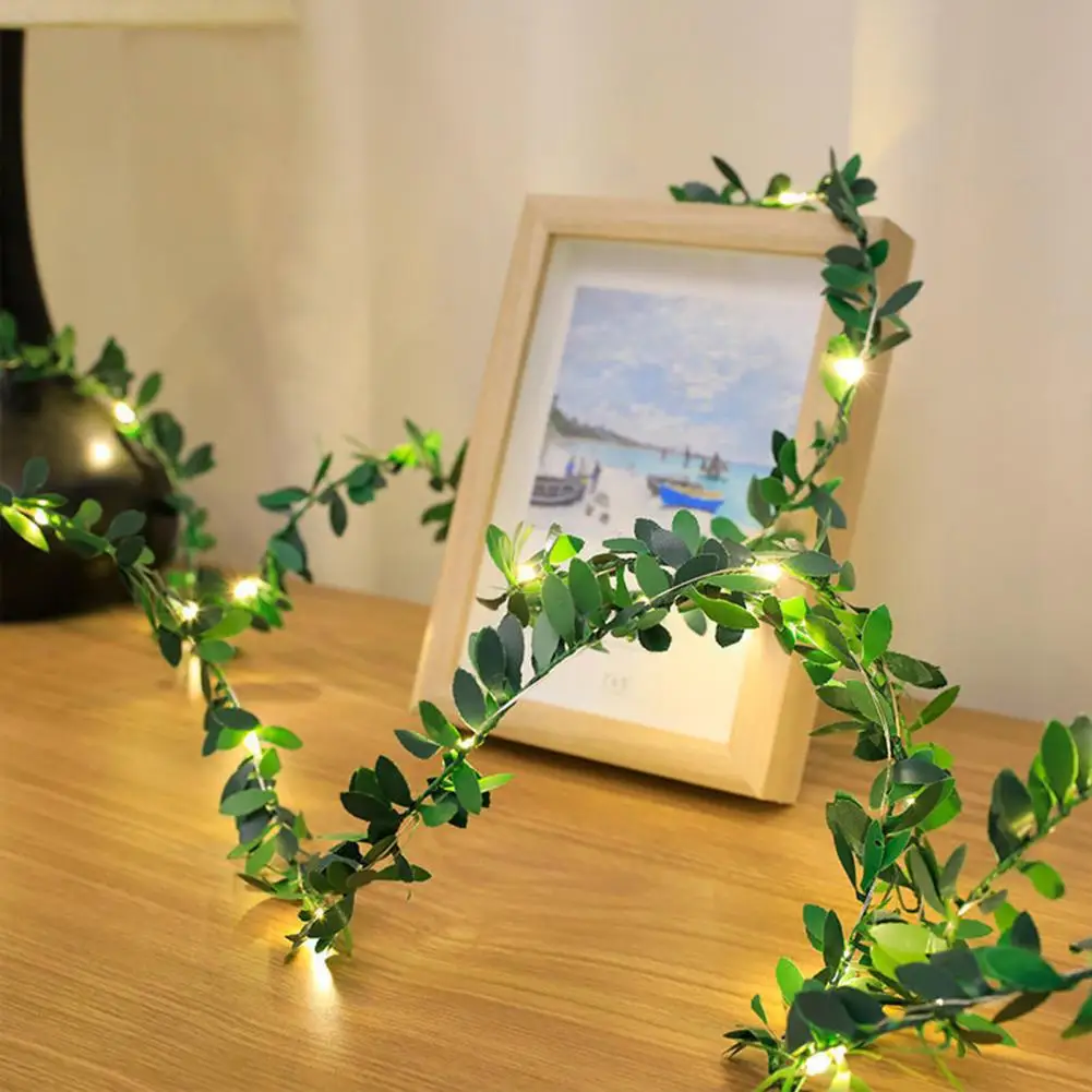 Uv-resistant Vine Lights Battery Operated Led Ivy Leaf String Lights Realistic Green Vine Garland with 40 Leds for Home