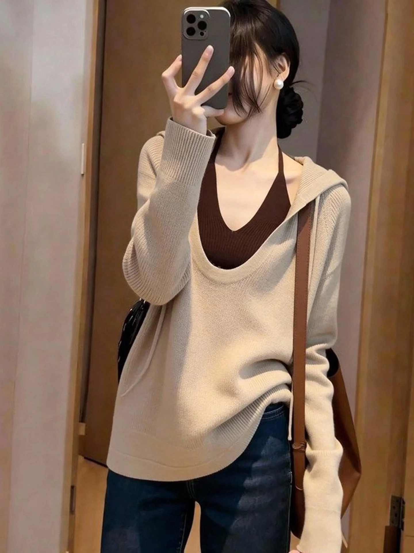

Comfortable Korean Style Loose Knit Top Long Sleeve Casual Spring Fashion Two Piece Set for Women Commute Casual Loose Fit