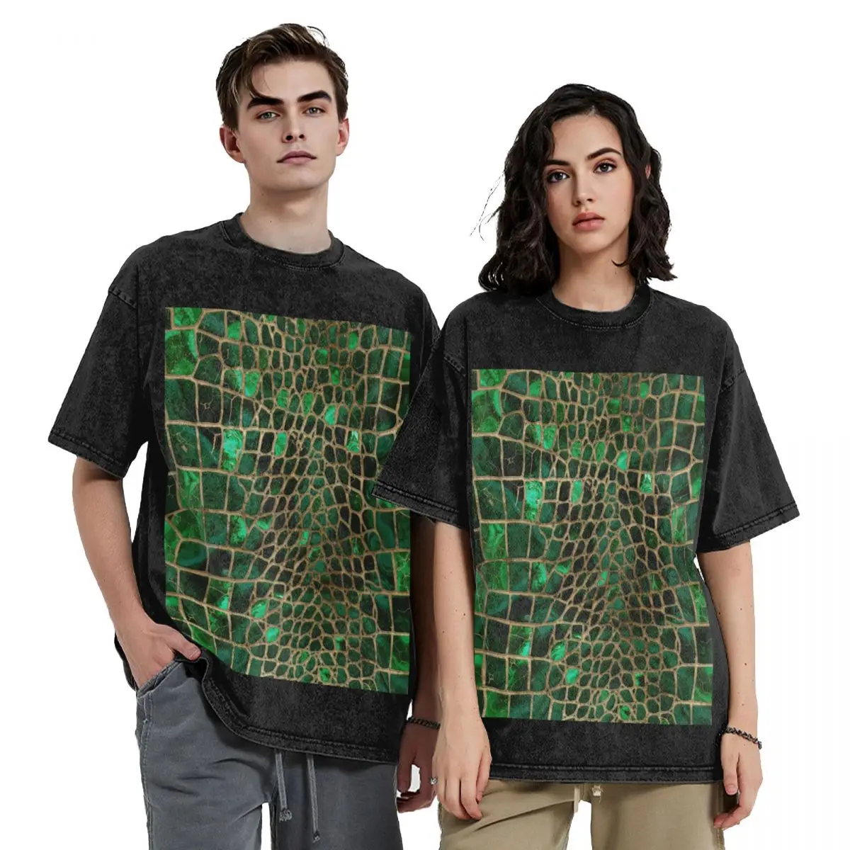 

Faux Crocodile texture Malachite and gold T-Shirt plain tshirts personalised vintage t shirts funny gifts men t shirts