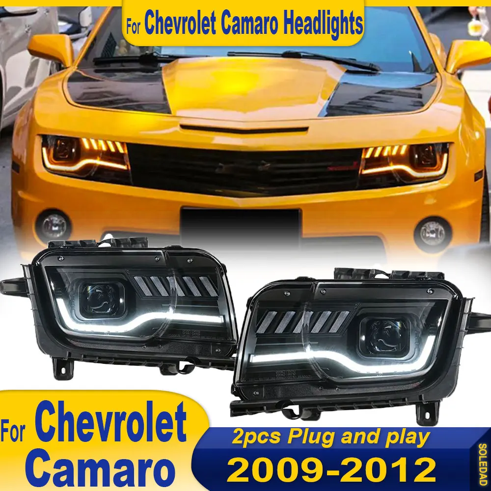 

Автомобильные фары для Chevrolet Camaro 2009 2010 2011 2012, обновленная светодиодная фара DRL, динамическая сигнальная лампа, передний фонарь в сборе