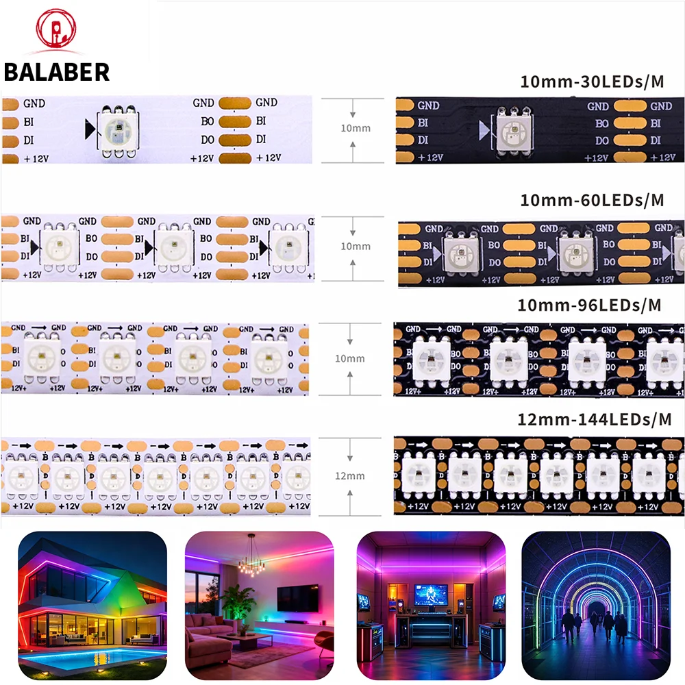 

LED Strip Light RGB WS2815 Individually Addressable 30 60 100 144 WHITE BLACK LIGHT WS2813 WS2812b LED Lights Dual Signal DC12V