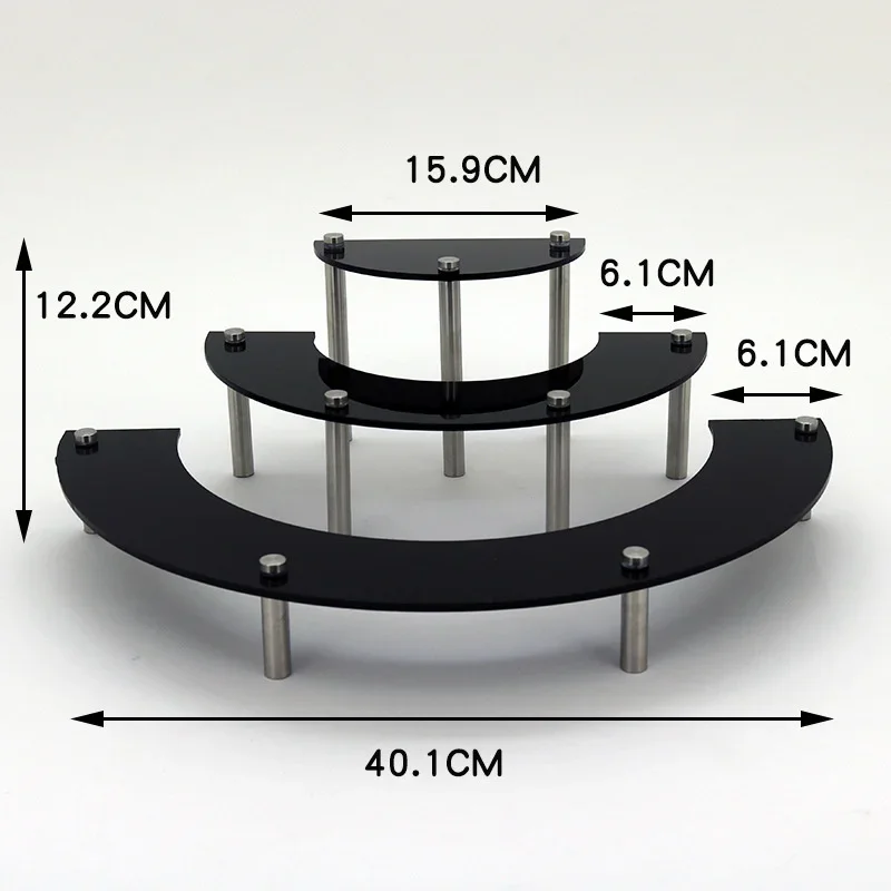 Semicircular 3 Tiers Acrylic Display Stand Rack Cupcake Dessert Mini Figures Makeups Storage Holder Shelf