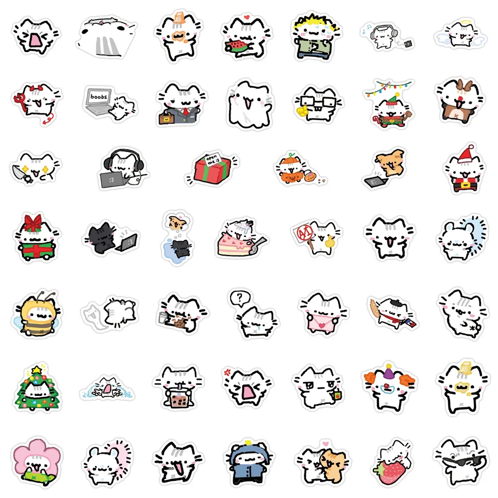 

90PCS Line Kitten Cute Funny Decorative Graffiti Stickers DIY Scooter Laptop Water Cup Guitar Decal Toy Stickers